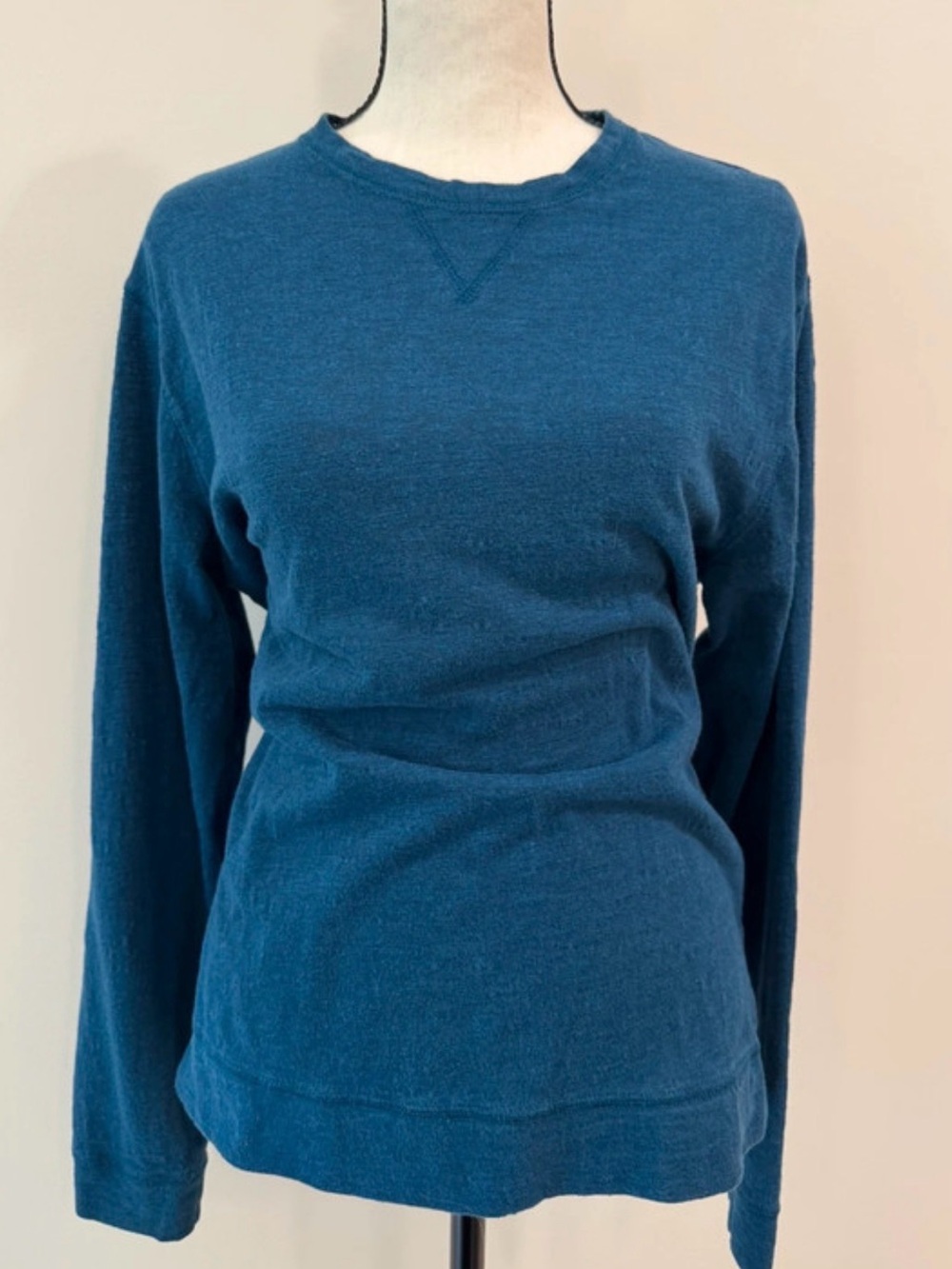 GAP Womens Small Blue Textured Crewneck Sweatshirt Lightweight Cotton Blend